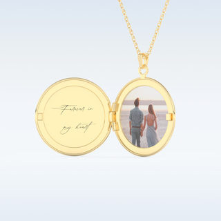 Image and Name Engraved Round Shape Pendant in Solid Gold or Silver 7