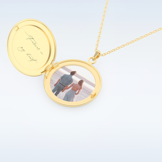 Image and Name Engraved Round Shape Pendant in Solid Gold or Silver 10