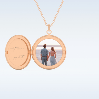 Image and Name Engraved Round Shape Pendant in Solid Gold or Silver 11