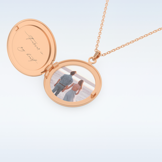 Image and Name Engraved Round Shape Pendant in Solid Gold or Silver 15