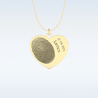 Name and FingerPrint Engraved Pendant in Solid Gold or Silver 6