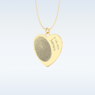 Name and FingerPrint Engraved Pendant in Solid Gold or Silver 7