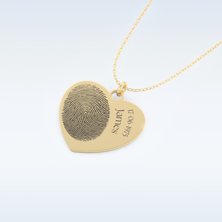Name and FingerPrint Engraved Pendant in Solid Gold or Silver 10