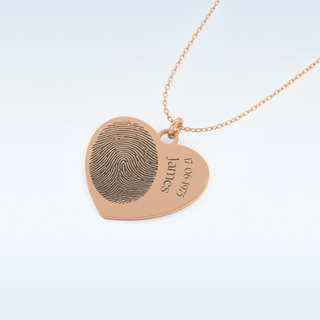Name and FingerPrint Engraved Pendant in Solid Gold or Silver 15