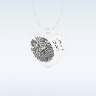 Name and FingerPrint Engraved Pendant in Solid Gold or Silver 1
