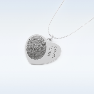 Name and FingerPrint Engraved Pendant in Solid Gold or Silver 5