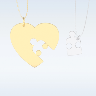 Name Engraved Puzzled Heart Necklace Pendant in Solid Gold or Silver 6