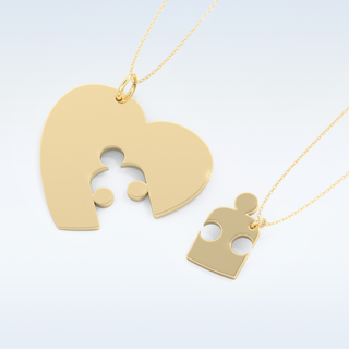 Name Engraved Puzzled Heart Necklace Pendant in Solid Gold or Silver 15