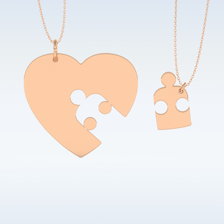 Name Engraved Puzzled Heart Necklace Pendant in Solid Gold or Silver 16