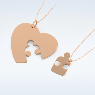 Name Engraved Puzzled Heart Necklace Pendant in Solid Gold or Silver 20