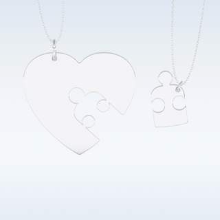 Name Engraved Puzzled Heart Necklace Pendant in Solid Gold or Silver 1