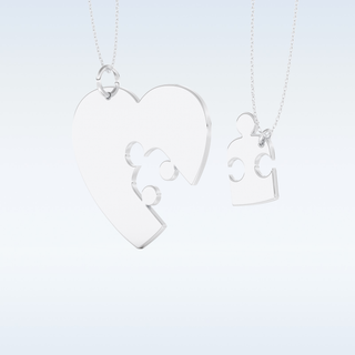Name Engraved Puzzled Heart Necklace Pendant in Solid Gold or Silver 2