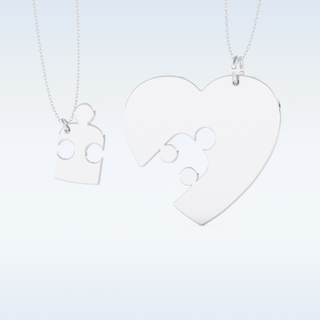 Name Engraved Puzzled Heart Necklace Pendant in Solid Gold or Silver 4