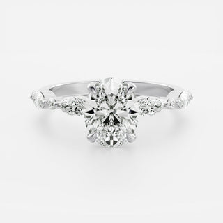 Oval Three Stone Lab Grown Diamond Engagement Ring