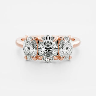 Oval Three Stone Lab Grown Diamond Engagement Ring
