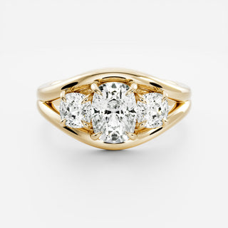 Oval Three Stone Lab Grown Diamond Engagement Ring