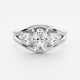 Oval Three Stone Lab Grown Diamond Engagement Ring