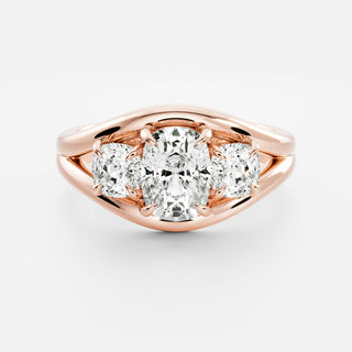 Oval Three Stone Lab Grown Diamond Engagement Ring