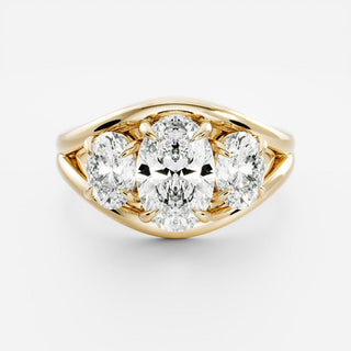 Oval Three Stone Lab Grown Diamond Engagement Ring