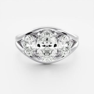 Oval Three Stone Lab Grown Diamond Engagement Ring