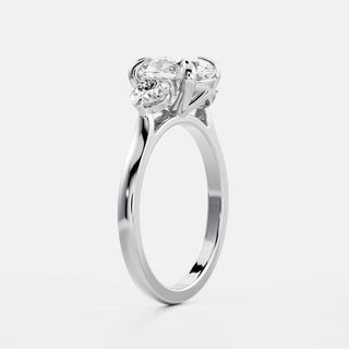 Oval Three Stone Lab Grown Diamond Engagement Ring