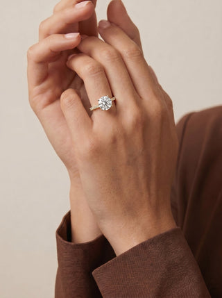 Round Pave Lab Grown Diamond Engagement Ring