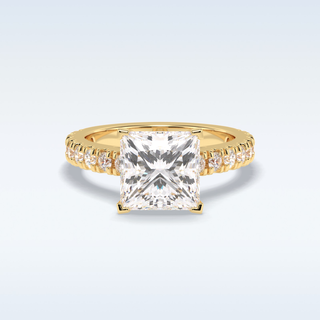 4.0 CT Pave Engagement Ring Featuring Princess Moissanite