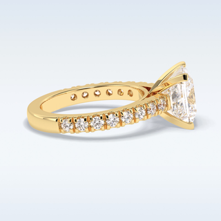 4.0 CT Pave Engagement Ring Featuring Princess Moissanite