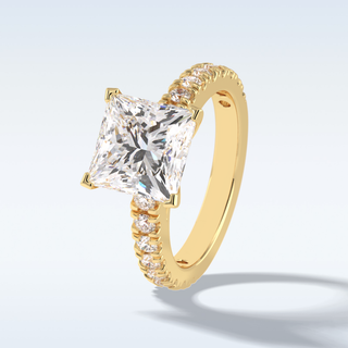 4.0 CT Pave Engagement Ring Featuring Princess Moissanite