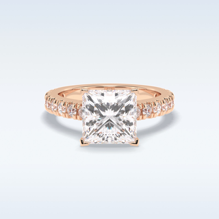 4.0 CT Pave Engagement Ring Featuring Princess Moissanite