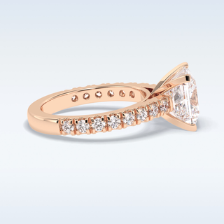 4.0 CT Pave Engagement Ring Featuring Princess Moissanite
