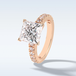 4.0 CT Pave Engagement Ring Featuring Princess Moissanite