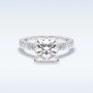 4.0 CT Pave Engagement Ring Featuring Princess Moissanite
