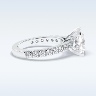 4.0 CT Pave Engagement Ring Featuring Princess Moissanite