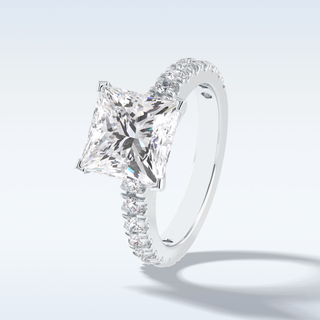 4.0 CT Pave Engagement Ring Featuring Princess Moissanite