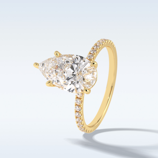 2.5 CT Pave Engagement Ring Featuring Pear Moissanite
