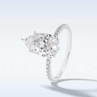 2.5 CT Pave Engagement Ring Featuring Pear Moissanite