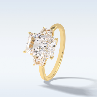 Elegant 3.0 CT Three Stones Engagement Ring Featuring Radiant Moissanite