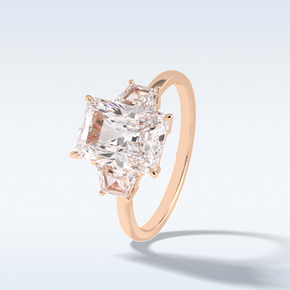 Elegant 3.0 CT Three Stones Engagement Ring Featuring Radiant Moissanite