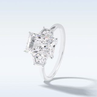 Elegant 3.0 CT Three Stones Engagement Ring Featuring Radiant Moissanite