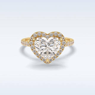 Elegant 2.55 CT Halo & Pave Engagement Ring Featuring Heart Moissanite