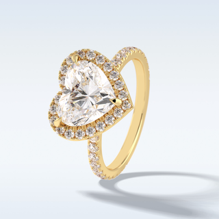 Elegant 2.55 CT Halo & Pave Engagement Ring Featuring Heart Moissanite