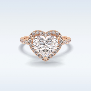 Elegant 2.55 CT Halo & Pave Engagement Ring Featuring Heart Moissanite