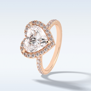 Elegant 2.55 CT Halo & Pave Engagement Ring Featuring Heart Moissanite