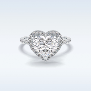 Elegant 2.55 CT Halo & Pave Engagement Ring Featuring Heart Moissanite