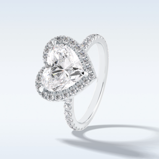 Elegant 2.55 CT Halo & Pave Engagement Ring Featuring Heart Moissanite