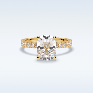 Elegant 3.0 CT Pave & Hidden Halo Engagement Ring Featuring Cushion Moissanite