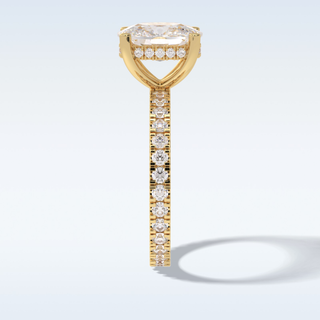 Elegant 3.0 CT Pave & Hidden Halo Engagement Ring Featuring Cushion Moissanite