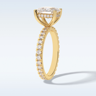 Elegant 3.0 CT Pave & Hidden Halo Engagement Ring Featuring Cushion Moissanite