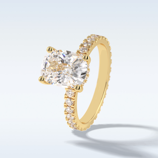 Elegant 3.0 CT Pave & Hidden Halo Engagement Ring Featuring Cushion Moissanite